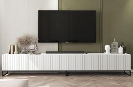 TV spintelė Meble Lindner 150 cm baltas matinis, metalinis rėmas