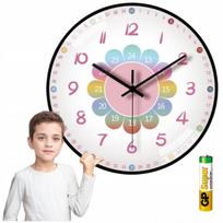 Vaikiškas Laiko Mokymosi Sieninis Laikrodis "Quiet 25Cm" + Nemokama Baterija