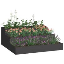 Sodo vazonas 3 sluoksnių 90x90x35 cm Juodas Plienas