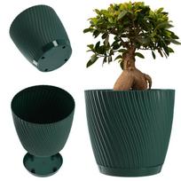 Vazonas su stovu 19cm, žalias plastikas