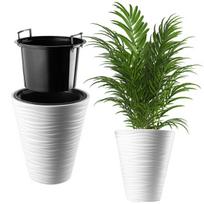 Gėlių vazonas Gėlių vazonas 35 cm dangtelis su gėlių stovu, baltas plastikas