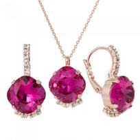 Papuošalų rinkinys moterims DiamondSky "Crete (Fuchsia)" su Preciosa kristalais