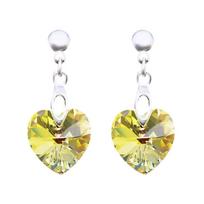 Sidabriniai auskarai moterims DiamondSky „Romantic Heart II (Aurora Borealis)“ su Swarovski kristalais