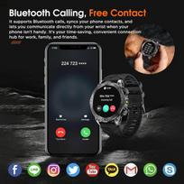 Išmanusis laikrodis su Led žibintuvėliu ir Bluetooth skambučiais