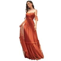 Moteriška tiulio suknelė atvirais pečiais Saitdress, oranžinė, 44