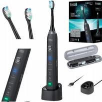 Elektrinis dantų šepetėlis Teesa SONIC Black su 5 režimais, 2 antgaliais ir kelioniniu dėklu, juodas