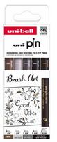 Kūrybinio rašymo rinkinys "Brush art" UNI-Ball Mitsubishi pencil PIN, 5 vnt