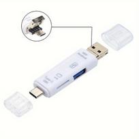 5-in-1 USB kortelių skaitytuvas adapteris,  Baltas