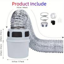 Džiovyklės pūkų surinkėjas su filtru ir vamzdžiu.