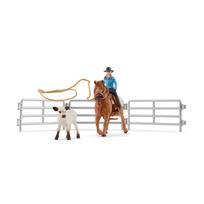 SCHLEICH  FARM WORLD Raitelė ant žirgo su veršiuku