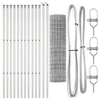 vidaXL Tvora su stulpais Sidabro 1,2 x 25 m Plienas ir PVC