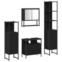 vidaXL Vonios baldų rinkinys 4 pcs Juodas ąžuolas Apdirbta mediena