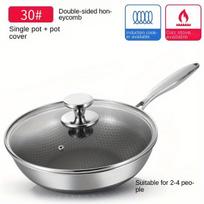 Dvipusė nerūdijančio plieno wok keptuvė,  30cm + stiklinis dangtelis