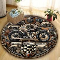 Retro motociklų rašto kilimas, 80 cm / 31 colio