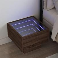 vidaXL Naktinis staliukas su Infinity LED, rudas ąžuolo, 40x40x30cm