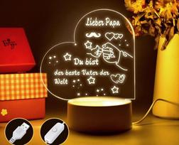 Led Naktinė Šviesa Širdis 3D Dovana Tėčiui Akrilo Ant Usb