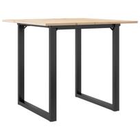 vidaXL Valgomojo stalas, 90x90x75cm, pušis ir plieninis, O formos rėmas
