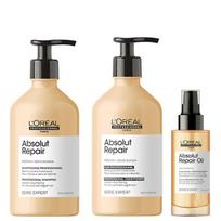 Loreal Absolut Repair Shampoo 500Ml New + Loreal Absolut Repair Conditioner 500Ml New + Loreal Absolut Repair Oil 10In1 90Ml New