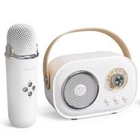 2 viename rinkinys: retro stiliaus „Bluetooth“ garsiakalbis su karaokės mikrofonu