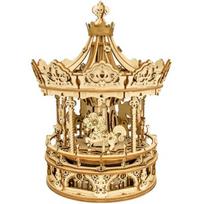Medinis 3D galvosūkis - muzikinė dėžutė Robotime Romantic Carousel, 14m.+