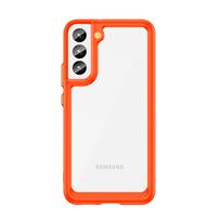 Kosmoso dėklas Samsung Galaxy S22 + (S22 Plus) kietas dėklas su geliniu rėmu raudonos spalvos