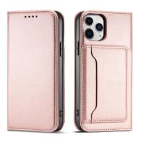 Magnetinė kortelių dėklas iPhone 12 Pro - piniginė, kortelių laikiklis, stovas Rožinė
