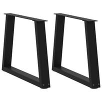 Valgomojo stalo kojos v formos 2 vnt juoda 60x(42-43,3) cm