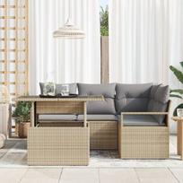 vidaXL Sodo Sofų Rinkinys 5 pcs smėlio ir šviesiai pilkos spalvos