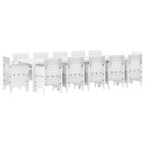 vidaXL Sodo valgomojo komplektas 13 pcs Balta Poli ratana ir Medvilnė