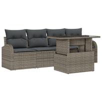 vidaXL Sodo Sofų Rinkinys su pagalve 5 pcs Pilka Poli ratanas