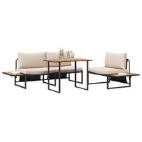 vidaXL Sodo valgomojo komplektas 3 pcs Taupe Plienas