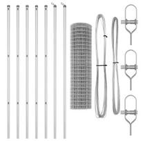 vidaXL Tvora su stulpais Sidabro 1,4 x 10 m Plienas ir PVC