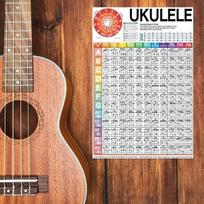 Ukulelės akordų schema plakatas