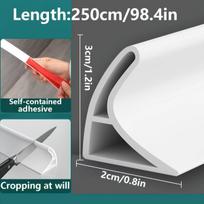 Lipni silikoninė vandens užtvaros juosta dušui, 250cm/98,4im