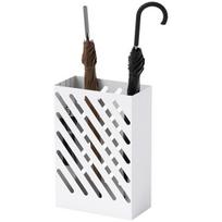 HOMCOM Skėčių stovas Skėčių stovas su 4 kabliukais ir vandens surinkimo dėže Skėčių laikiklis lazdoms ir skėčiams Plienas 28 x 14 x 41 cm Balta, Balta