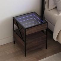 vidaXL Naktinis staliukas su Infinity LED, rudo ąžuolo, 40x40x51cm