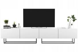 TV spintelė Meble Lindner 240 cm baltas matinis, metalinis rėmas