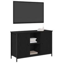 TV spintelė Juodas ąžuolas 101x35x65 cm Inžinerinė mediena ir plienas