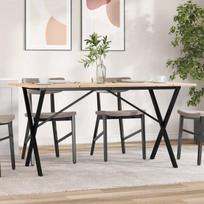 vidaXL Valgomojo stalas, 140x80x75cm, pušis ir plieninis, X formos rėmas