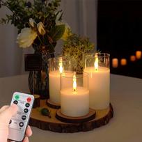 Nuotolinio valdymo LED žvakių rinkinys, 10,16 cm12,7 cm 15,24 cm rinkinys iš 3 su nuotolinio valdymo pultu