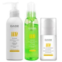 Odos priežiūros kelioninis rinkinys Babe Nr.1: aliejinis muilas, 100 ml + alavijo gelis, 100 ml + rutulinis dezodorantas, 50 ml ​​