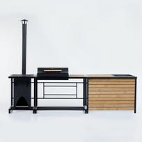 Modulinė sodo virtuvė Complex DM Grili, 300x61x170 cm, ruda/juoda