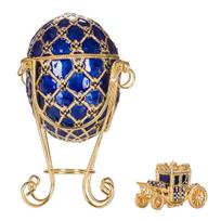 Faberge stiliaus imperatoriškasis karūnavimo kiaušinis, papuošalų dėžutė su vežimu
