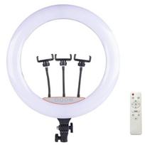 Asmenukių lazda ("Selfie sticks") „Elight SR18“ 45 cm LED šviesos žiedas su 3 išmaniojo telefono laikikliais + 220 V adapteriu + „Bluetooth“ nuotolinio va