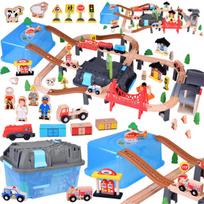 Mediniai traukinių blokai Build City Train Lokomotyvas 100 vnt