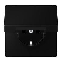 Kištukinis lizdas su dangteliu ir įžeminimu SCHUKO® LS 1520, IP44, 16A, matinės grafito juodos sp., Juoda matinė