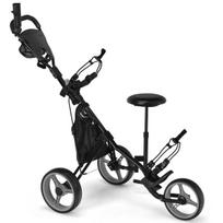Costway 3 ratų golfo vežimėlis, pagamintas iš aliuminio su skėčio laikikliu ir sėdyne sulankstomas golfo vežimėlis Golf Caddy Grey