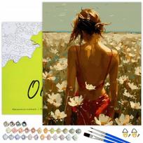 Tapymas pagal numerius 40x50 cm, Mergina gėlėse, Oh-art, ANG1006, 40x50 cm