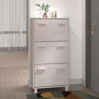 vidaXL Spintelė batams, baltos spalvos, 59,5x35x117cm, pušies masyvas, Balta