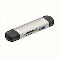 6-in-1 USB 3.0 kortelių skaitytuvas,  Sidabrinis